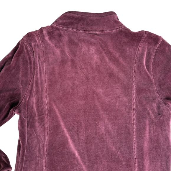 Vtg Y2K Velour Track Jogging Jacket Women's Med Burgundy 90s Full Zip Activewear - Picture 8 of 12